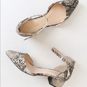 Snake Embossed Ankle Strap Pumps